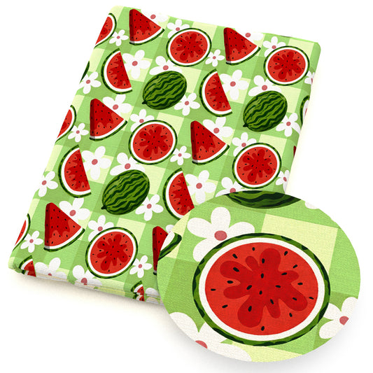 watermelon plaid grid flowerfloral fabric