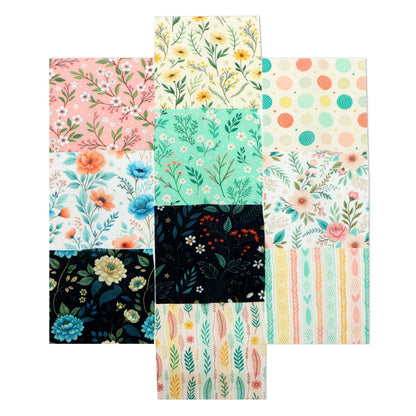 10pcs Charm Pack Set Floral Pattern Vintage Style Handmade DIY with Rich Color and Texture Elements 100% Polyester Patchwork in 10 Design Styles Suitable for Patchwork DIY Craft Projects DIY Wallet Making Gift Giving Bag Making Mother's Day Gift