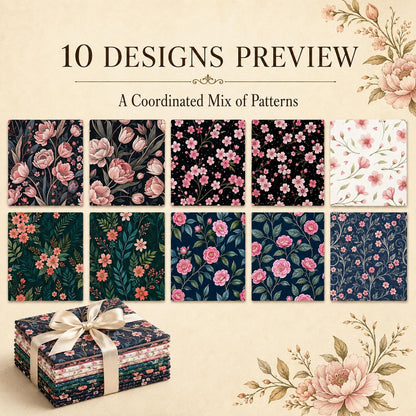 10Pc/Set Flower Series Fat Quarter Fabric, Pre-Cut Square Fabric Assort, Fabric Set, Craft Fabric, Handmade DIY Patchwork Fabric,Home Quilting Sewing Fabric, Packaging Fabric, Scrapbooking Craft Hobbyist