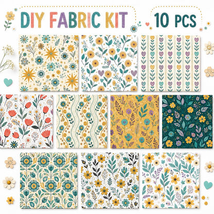 10pcs Charm Pack Set Floral Bird Vintage Style Pattern Handmade DIY with Rich Color and Texture Elements 100% Polyester Patchwork in 10 Design Styles Suitable for Patchwork DIY Craft Projects DIY Wallet Making Gift Giving Bag Making Mother's Day Gift