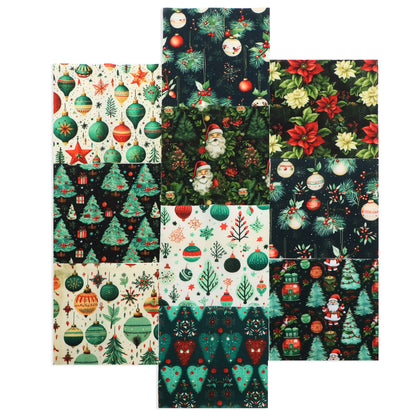 10Pc/Set Christmas Series Flower Tree Bell Star Holly Santa Claus Fat Quarter Fabric, Pre-Cut Square Fabric Assort, Fabric Set, Craft Fabric, Handmade DIY Patchwork Fabric,Home Quilting Sewing Fabric, Packaging Fabric, Scrapbooking Craft Hobbyist