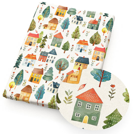 house leaf leaves tree flowerfloral fabric
