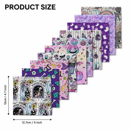 10Pc/Set Halloween Series Flower Butterfly Pumpkin Fat Quarter Fabric, Pre-Cut Square Fabric Assort, Fabric Set, Craft Fabric, Handmade DIY Patchwork Fabric,Home Quilting Sewing Fabric, Packaging Fabric, Scrapbooking Craft Hobbyist