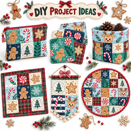 10Pc/Set Christmas Series Stripe Deer Dot Crutch Holly Tree Fat Quarter Fabric, Pre-Cut Square Fabric Assort, Fabric Set, Craft Fabric, Handmade DIY Patchwork Fabric,Home Quilting Sewing Fabric, Packaging Fabric, Scrapbooking Craft Hobbyist