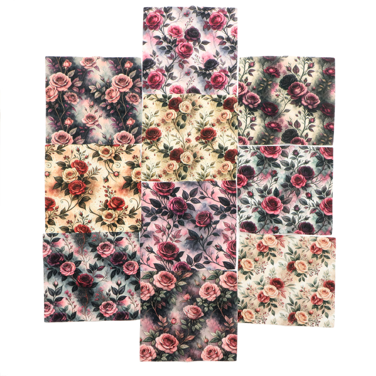 10pcs Charm Pack Set Floral Vintage Style Pattern Handmade DIY with Rich Color and Texture Elements 100% Polyester Patchwork in 10 Design Styles Suitable for Patchwork DIY Craft Projects DIY Wallet Making Gift Giving Bag Making Mother's Day Gift