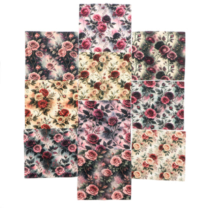 10pcs Charm Pack Set Floral Vintage Style Pattern Handmade DIY with Rich Color and Texture Elements 100% Polyester Patchwork in 10 Design Styles Suitable for Patchwork DIY Craft Projects DIY Wallet Making Gift Giving Bag Making Mother's Day Gift