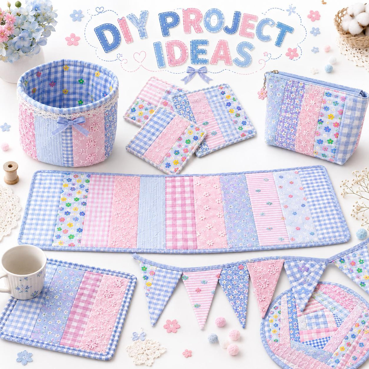 10Pc/Set, Making 10 Images 1pc Each, Each Size: 6.3*50cm Plaid Floral Series Sliced Fabric Set Style Combination, Polyester Jelly Roll Fabric Strips, Pre-Cut Quilting Squares, For Quilting DIY, Handicrafts And Sewing, Blankets, Rugs, Interior Decoration,