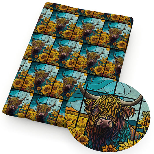 cow sunflower fabric