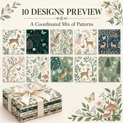 10Pc/Set Flower Butterfly Series Deer Mushroom Fox Fat Quarter Fabric, Pre-Cut Square Fabric Assort, Fabric Set, Craft Fabric, Handmade DIY Patchwork Fabric,Home Quilting Sewing Fabric, Packaging Fabric, Scrapbooking Craft Hobbyist