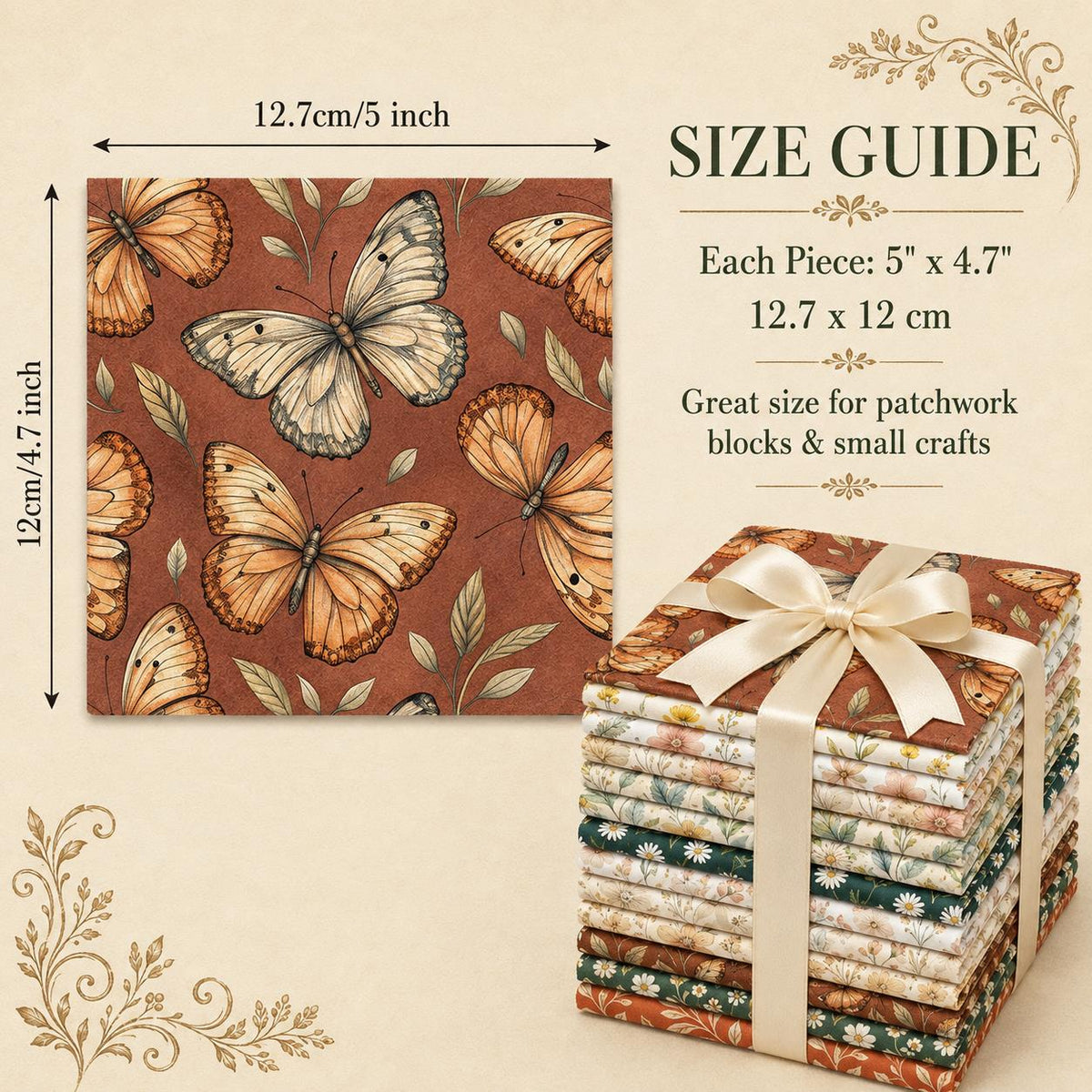 10pcs Charm Pack Set Floral Pattern 100% Polyester Patchwork in 10 Design Styles, Ready-to-Sew Without Cutting, Suitable For Patchwork Wallet Making Gift Giving Tote Bags Coasters DIY Craft Projects