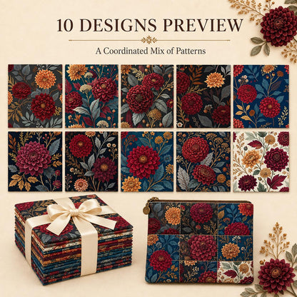 10Pc/Set Flower Series Fat Quarter Fabric, Pre-Cut Square Fabric Assort, Fabric Set, Craft Fabric, Handmade DIY Patchwork Fabric,Home Quilting Sewing Fabric, Packaging Fabric, Scrapbooking Craft Hobbyist