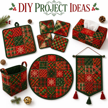 10Pc/Set Christmas Series Plaid Rhombus Fat Quarter Fabric, Pre-Cut Square Fabric Assort, Fabric Set, Craft Fabric, Handmade DIY Patchwork Fabric,Home Quilting Sewing Fabric, Packaging Fabric, Scrapbooking Craft Hobbyist
