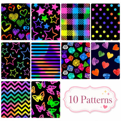 10Pc/Set, Making 10 Images 1pc Each, Each Size: 6.3*50cm Dark Series Dots Butterfly Iridescent Series Sliced Fabric Set Style Combination, Polyester Jelly Roll Fabric Strips, Pre-Cut Quilting Squares, For Quilting DIY, Handicrafts And Sewing, Blankets, Ru