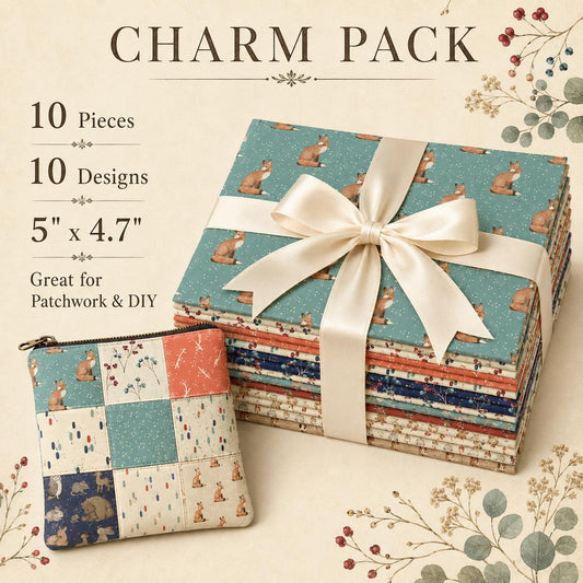 10pcs Charm Pack Set Fox Owl Bunny Pattern 100% Polyester Patchwork in 10 Design Styles, Ready-to-Sew Without Cutting, Suitable For Patchwork Wallet Making Gift Giving Tote Bags Coasters DIY Craft Projects
