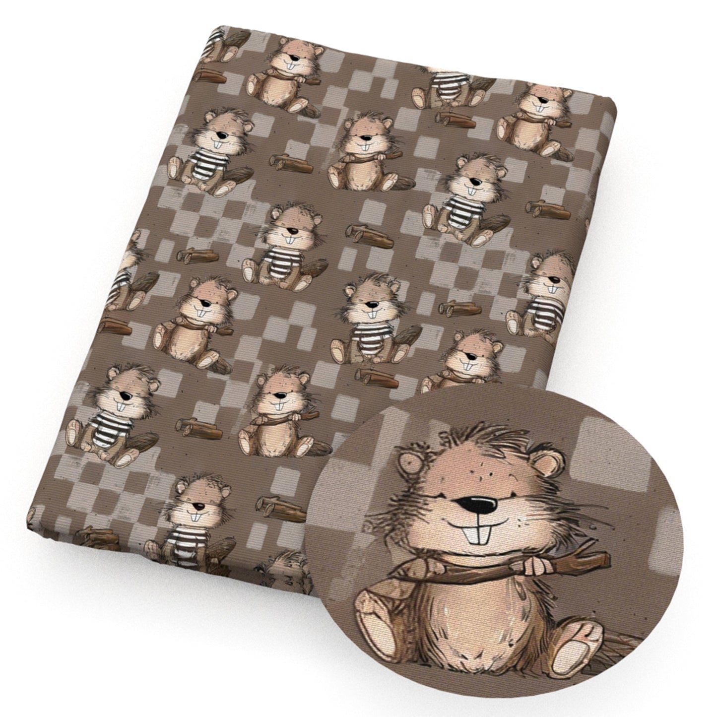 wood slices plaid grid fabric