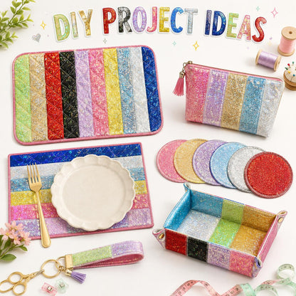 10pcs/Set, Making 10 Images 1pc Each, Each Size: 2.48*19.69inch Plain Muti-color Laser Pattern Sliced Fabric Set Style Combination, Polyester Jelly Roll Fabric Strips, Pre-Cut Quilting Squares, for Quilting DIY, Handicrafts And Sewing, Blankets, Rugs