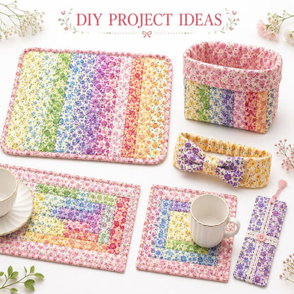 10Pc/Set, Making 10 Images 1pc Each, Each Size: 6.3*50cm Floral Series Sliced Fabric Set Style Combination, Polyester Jelly Roll Fabric Strips, Pre-Cut Quilting Squares, For Quilting DIY, Handicrafts And Sewing, Blankets, Rugs, Interior Decoration