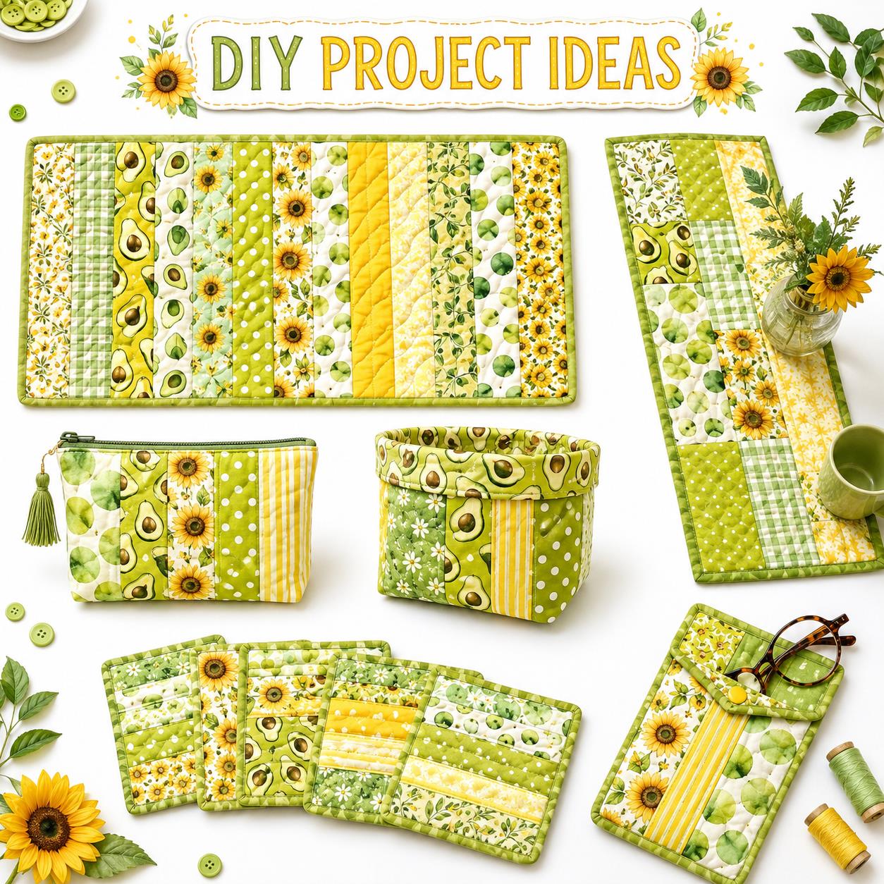 10pcs Vintage Avocado Floral Jelly Roll Fabric Strips 2.5X19.7inch Pre-Cut 100% Polyester For Patchwork Quilts, Table Runners, Placemats, Tote Bags, Storage Pouches, Makeup Bags, Coasters, Quilt Blocks & Binding Birthday Gift For Mom
