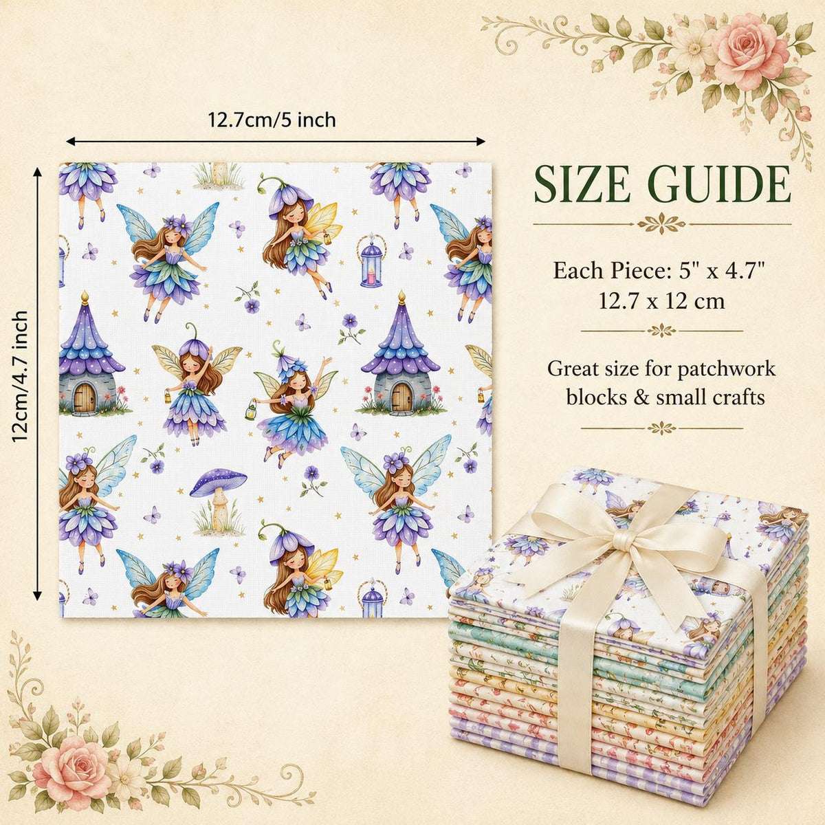 10pcs Charm Pack Set Rabbit Bird Vintage Style Pattern Handmade DIY with Rich Color and Texture Elements 100% Polyester Patchwork in 10 Design Styles Suitable for Patchwork DIY Craft Projects DIY Wallet Making Gift Giving Bag Making Mother's Day Gift