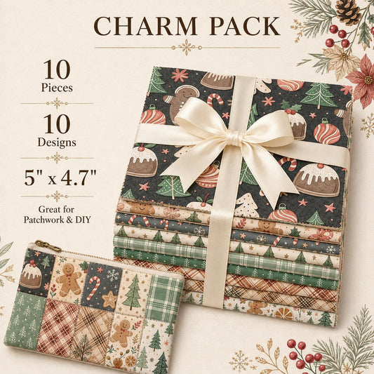 10Pc/Set Christmas Series Plaid Candy Holly Crutch Fat Quarter Fabric, Pre-Cut Square Fabric Assort, Fabric Set, Craft Fabric, Handmade DIY Patchwork Fabric,Home Quilting Sewing Fabric, Packaging Fabric, Scrapbooking Craft Hobbyist
