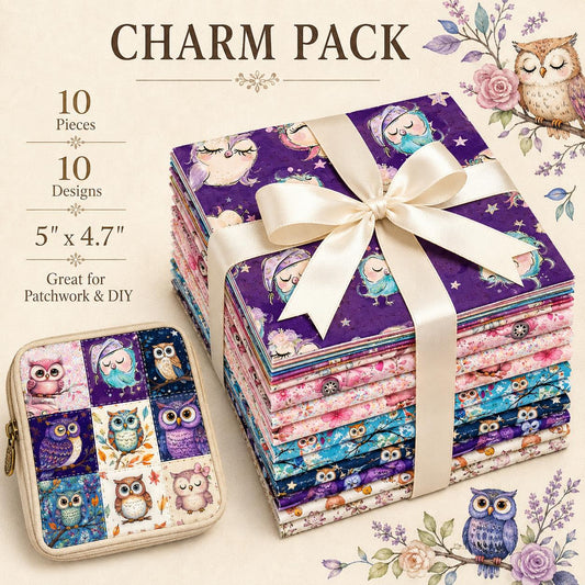 10Pc/Set Flower Owl Series Fat Quarter Fabric, Pre-Cut Square Fabric Assort, Fabric Set, Craft Fabric, Handmade DIY Patchwork Fabric,Home Quilting Sewing Fabric, Packaging Fabric, Scrapbooking Craft Hobbyist