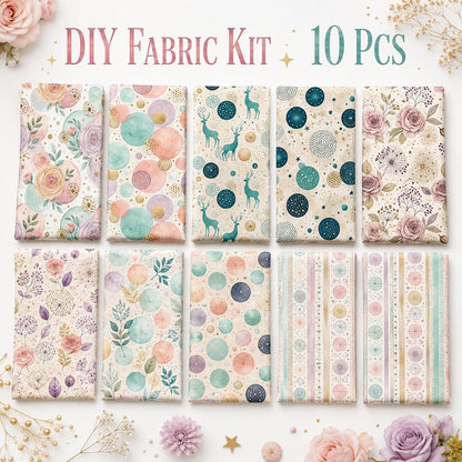 10Pc/Set Flower Dot Series Stripe Fat Quarter Fabric, Pre-Cut Square Fabric Assort, Fabric Set, Craft Fabric, Handmade DIY Patchwork Fabric,Home Quilting Sewing Fabric, Packaging Fabric, Scrapbooking Craft Hobbyist