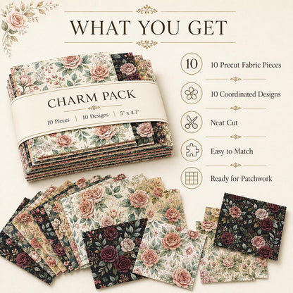 10Pc/Set Flower Series Fat Quarter Fabric, Pre-Cut Square Fabric Assort, Fabric Set, Craft Fabric, Handmade DIY Patchwork Fabric,Home Quilting Sewing Fabric, Packaging Fabric, Scrapbooking Craft Hobbyist