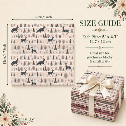 10Pc/Set Christmas Series Deer Christmas Tree Santa Claus Flower Fat Quarter Fabric, Pre-Cut Square Fabric Assort, Fabric Set, Craft Fabric, Handmade DIY Patchwork Fabric,Home Quilting Sewing Fabric, Packaging Fabric, Scrapbooking Craft Hobbyist