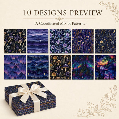 10Pc/Set Flower Series Mushroom Moon Galaxy Mountain Fat Quarter Fabric, Pre-Cut Square Fabric Assort, Fabric Set, Craft Fabric, Handmade DIY Patchwork Fabric,Home Quilting Sewing Fabric, Packaging Fabric, Scrapbooking Craft Hobbyist