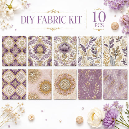 10Pc/Set Flower Purple Series Leaves Fat Quarter Fabric, Pre-Cut Square Fabric Assort, Fabric Set, Craft Fabric, Handmade DIY Patchwork Fabric,Home Quilting Sewing Fabric, Packaging Fabric, Scrapbooking Craft Hobbyist