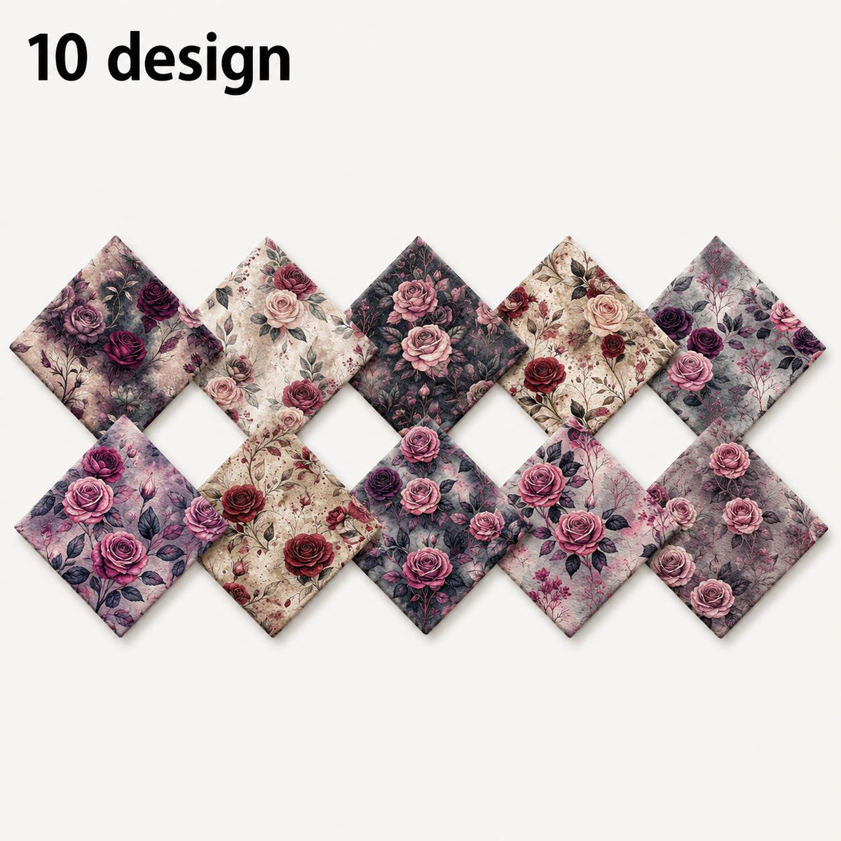 10pcs Charm Pack Set Floral Vintage Style Pattern Handmade DIY with Rich Color and Texture Elements 100% Polyester Patchwork in 10 Design Styles Suitable for Patchwork DIY Craft Projects DIY Wallet Making Gift Giving Bag Making Mother's Day Gift