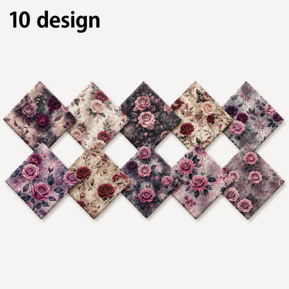 10pcs Charm Pack Set Floral Vintage Style Pattern Handmade DIY with Rich Color and Texture Elements 100% Polyester Patchwork in 10 Design Styles Suitable for Patchwork DIY Craft Projects DIY Wallet Making Gift Giving Bag Making Mother's Day Gift