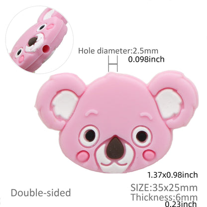 1Pc Cute Animal-Themed Silicone Bead Set for DIY Jewelry Making - Koala & Assorted Shapes, Perfect for Bracelets and Necklaces Crafting