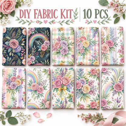 10Pc/Set Flower Plaid Series Fat Quarter Fabric, Pre-Cut Square Fabric Assort, Fabric Set, Craft Fabric, Handmade DIY Patchwork Fabric,Home Quilting Sewing Fabric, Packaging Fabric, Scrapbooking Craft Hobbyist