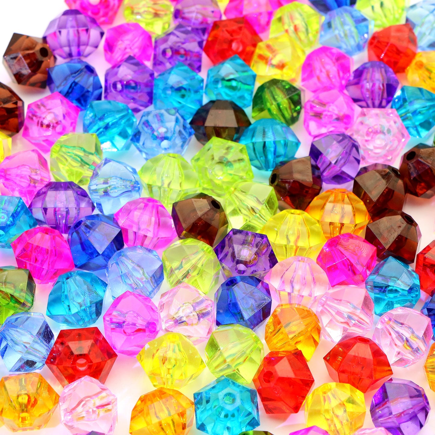 20Pcs Acrylic Transparent Hexagonal Beads Imitation Crystal Beads Loose Beads Diy Handmade Beaded Mobile Phone Chain Bracelet Necklace Making Jewelry Accessories