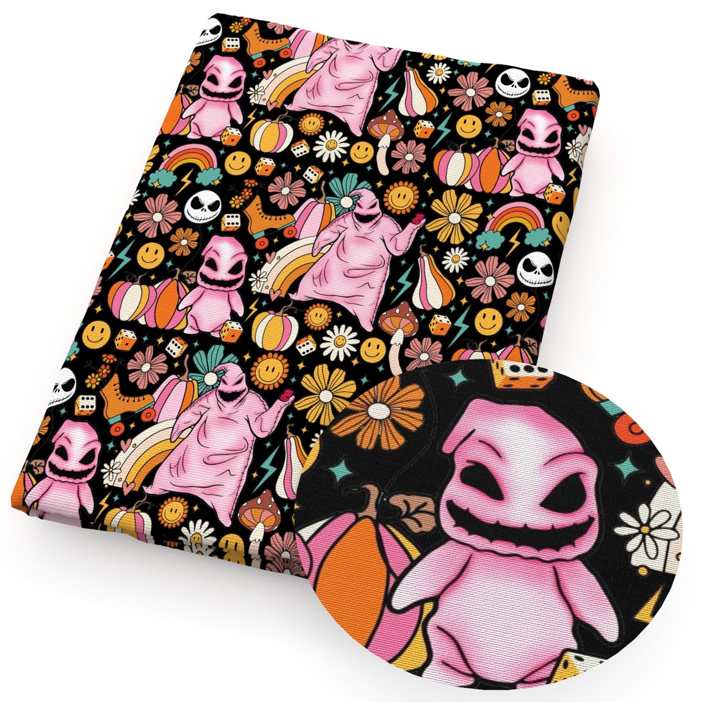 halloween flowerfloral skull ghost pumpkin fabric