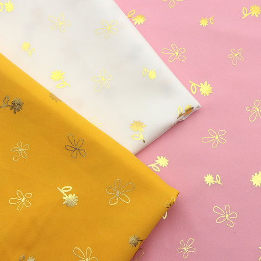 1pc Golden flower Print 100% Polyesterl,white,yellow, Pink Fabric, 59.08x19.68 inch Precut Fabric, Perfect for Party Decorations, and Craft Projects, Hair Ties, DIY Quilting & Sewing, Patchwork, Backdrop Fabric | flower Pattern