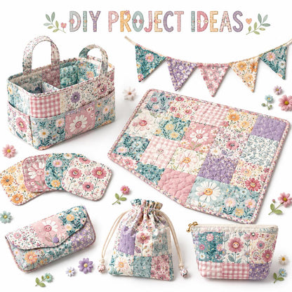 10pcs Charm Pack Set Floral Pattern Vintage Style Handmade DIY with Rich Color and Texture Elements 100% Polyester Patchwork in 10 Design Styles Suitable for Patchwork DIY Craft Projects DIY Wallet Making Gift Giving Bag Making Mother's Day Gift