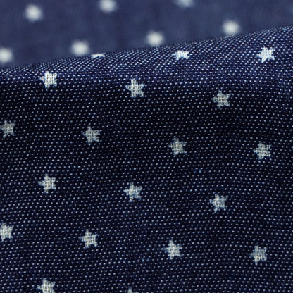 1pc Mini Star Print Denim Fabric - 59x19.68inch Precut for DIY Quilting, Sewing, Craft Projects, Party Decorations, Hair Ties, Bags & Wallet Making - Vibrant Blue with White Star Pattern, Craft Project Material | Decorative Fabric | Precut Material