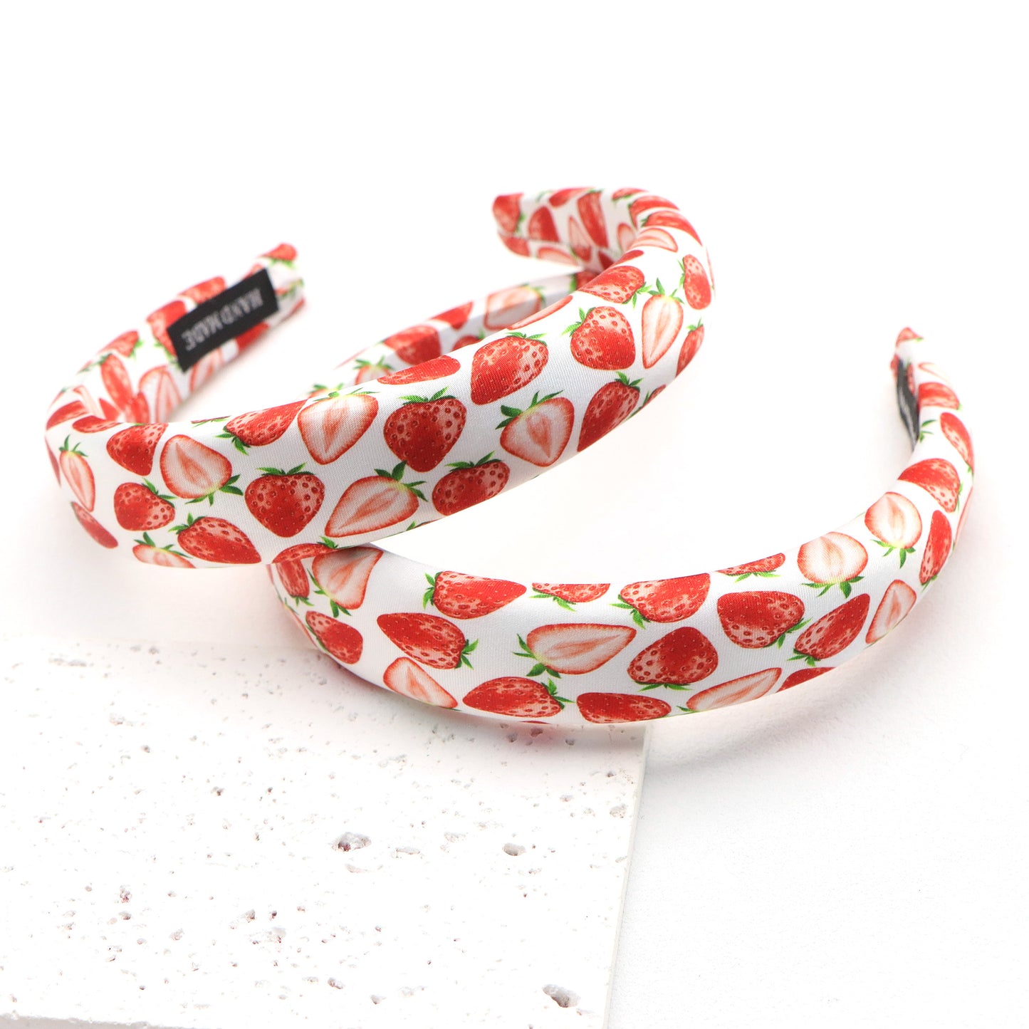 strawberry satin high cranial hairband