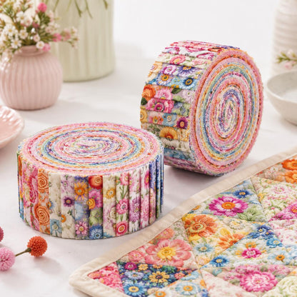 Floral Jelly Roll Quilt Fabric - 10pcs 2.5x19 Inch Polyester Strips For Sewing, Patchwork & Crafting - Precut Fabric Set For DIY Quilting, Table Runners, Storage Pouches, Makeup Bags & Home Decor, Mother'S Day Gift, Birthday Gift For Mom