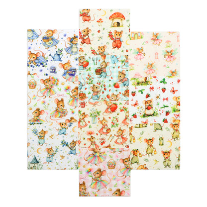 10pcs Charm Pack Set Mouse Mushroom Vintage Style Pattern Handmade DIY with Rich Color and Texture Elements 100% Polyester Patchwork in 10 Design Styles Suitable for Patchwork DIY Craft Projects DIY Wallet Making Gift Giving Bag Making Mother's Day Gift