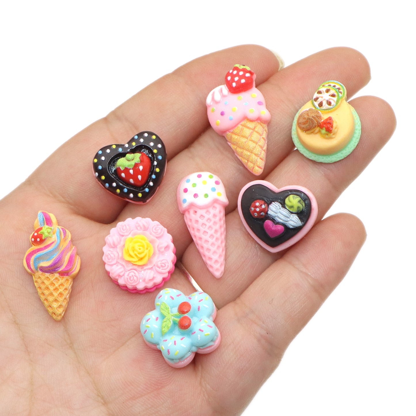 10Pcs Acrylic Ice Cream & Cake Charms,Food Series Flatback Resin Cabochons for DIY Jewelry, Earrings, Bracelets, Keychains, Festive Decor, Homemade Gifts, Phone Cases, Water Bottles, Hair Accessories - Crafting Accessories