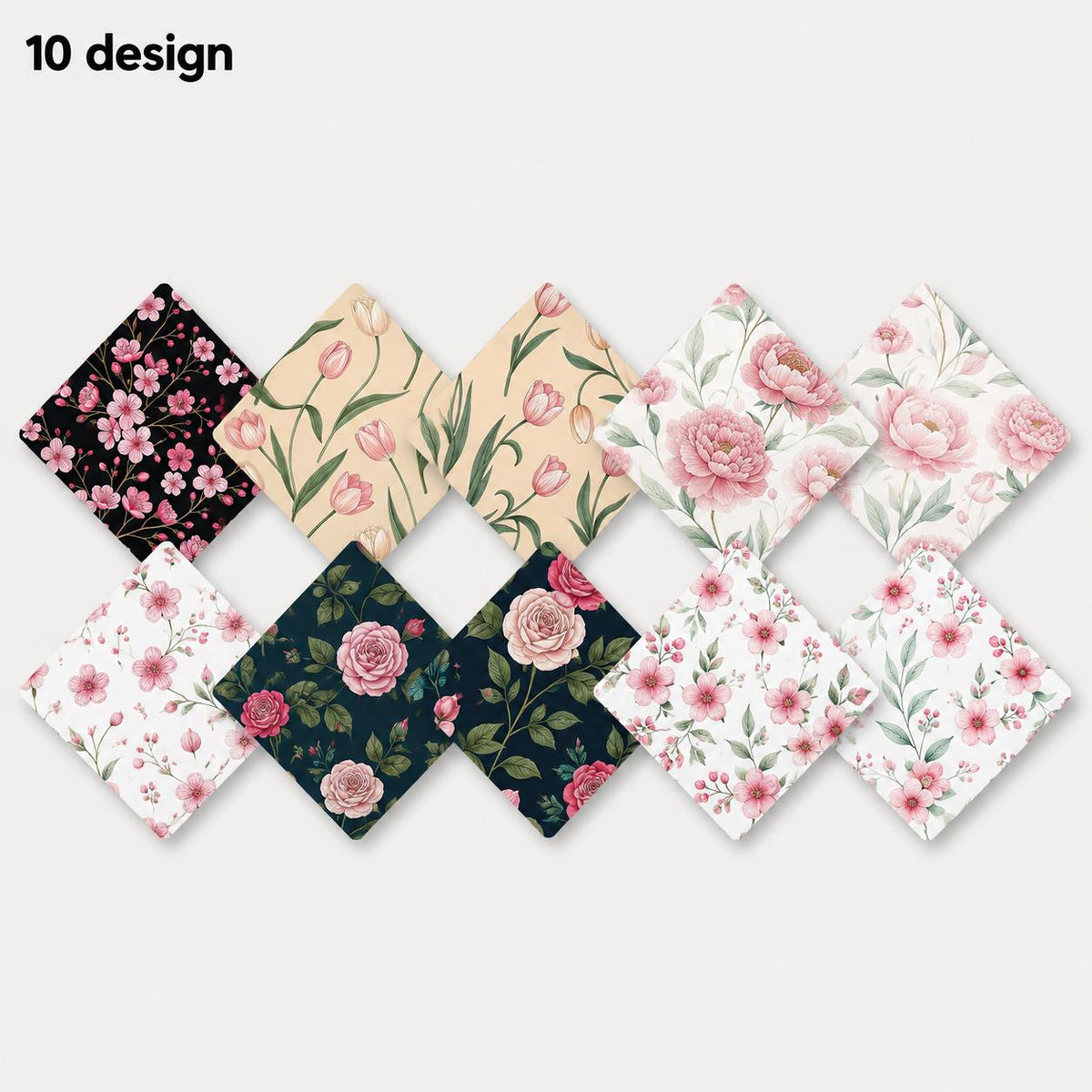 10Pc/Set Flower Series Fat Quarter Fabric, Pre-Cut Square Fabric Assort, Fabric Set, Craft Fabric, Handmade DIY Patchwork Fabric,Home Quilting Sewing Fabric, Packaging Fabric, Scrapbooking Craft Hobbyist