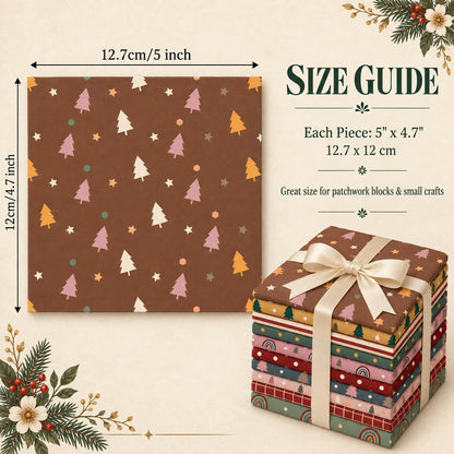 10Pc/Set Christmas Series Plaid Dot Star Tree Stripe Fat Quarter Fabric, Pre-Cut Square Fabric Assort, Fabric Set, Craft Fabric, Handmade DIY Patchwork Fabric,Home Quilting Sewing Fabric, Packaging Fabric, Scrapbooking Craft Hobbyist