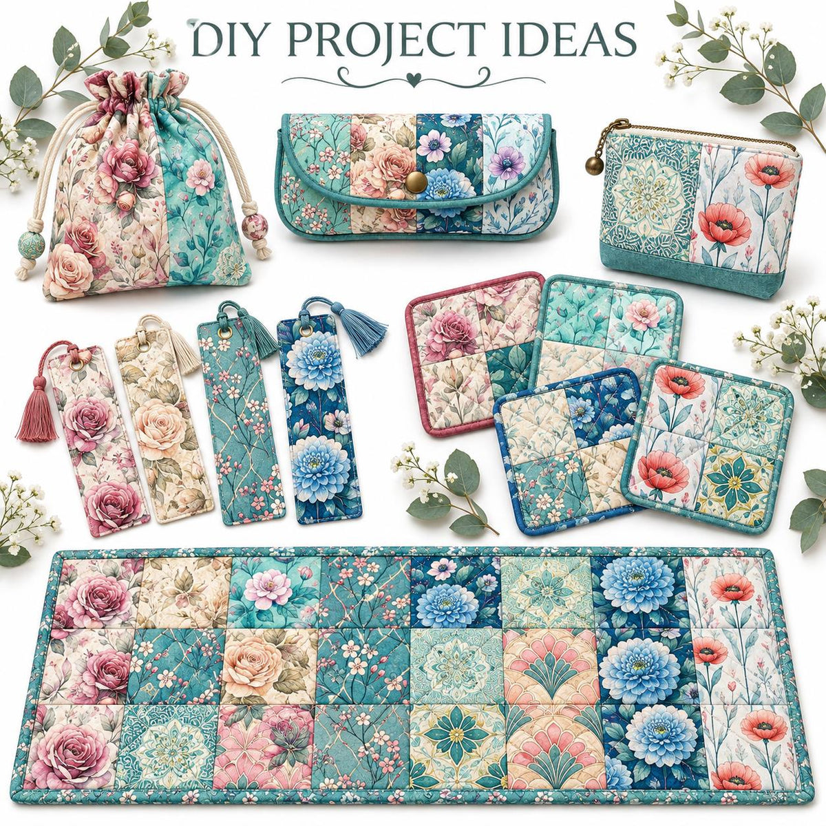 10Pc/Set Flower Series Fat Quarter Fabric, Pre-Cut Square Fabric Assort, Fabric Set, Craft Fabric, Handmade DIY Patchwork Fabric,Home Quilting Sewing Fabric, Packaging Fabric, Scrapbooking Craft Hobbyist