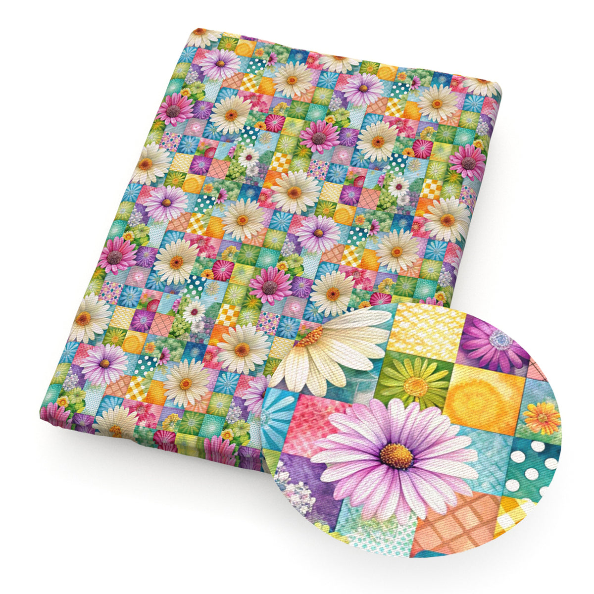 flowerfloral daisy plaid grid fabric