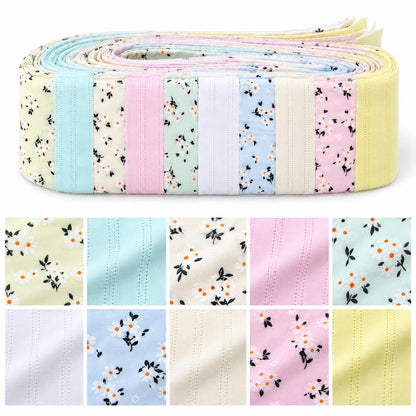 10pcs Vintage Floral Pattern Jelly Roll Fabric Strips 2.5X19.7inch Pre-Cut 100% PolyesterFor Patchwork Quilts, Table Runners, Placemats, Tote Bags, Storage Pouches, Makeup Bags, Coasters, Quilt Blocks & Binding