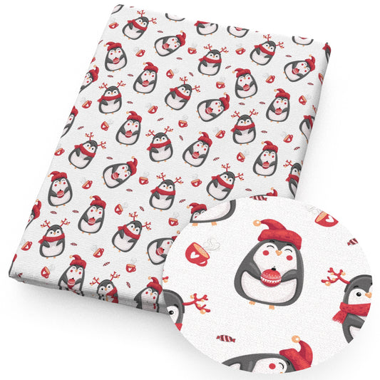 christmas day penguins fabric