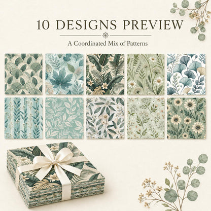 10pcs Charm Pack Set Leaf Pattern Vintage Style Handmade DIY with Rich Color and Texture Elements 100% Polyester Patchwork in 10 Design Styles Suitable for Patchwork DIY Craft Projects DIY Wallet Making Gift Giving Bag Making Mother's Day Gift